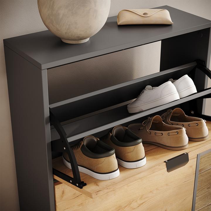 Produktbild Vicco Schuhkipper Gizmo, Goldkraft Eiche/Anthrazit, 59 x 77.6 cm mit 2 Fächern (22 x 59 x 77.60 cm)