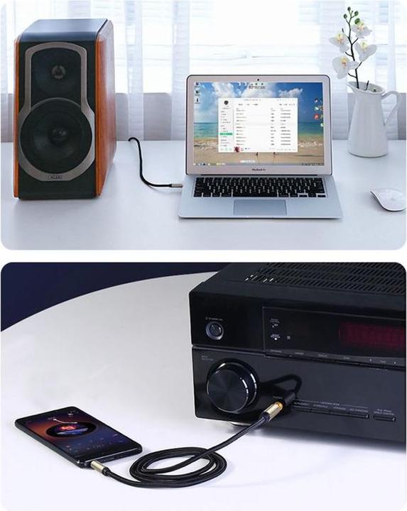 Actual product image Ugreen AV127 3.5 mm jack cable for TRS - 2m (grey) (2 m, 6.3mm jack cable, AUX cable)