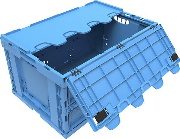 Actual product image Walther Polypropylene folding box, capacity 65 l, closed model, blue, with hinged lid