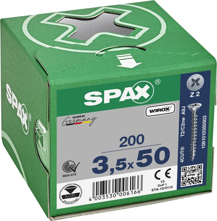 Produktbild Spax Senkmultikopf Kreuzschlitz Z2 Vollgewinde Wirox (200 Schrauben pro Stück)