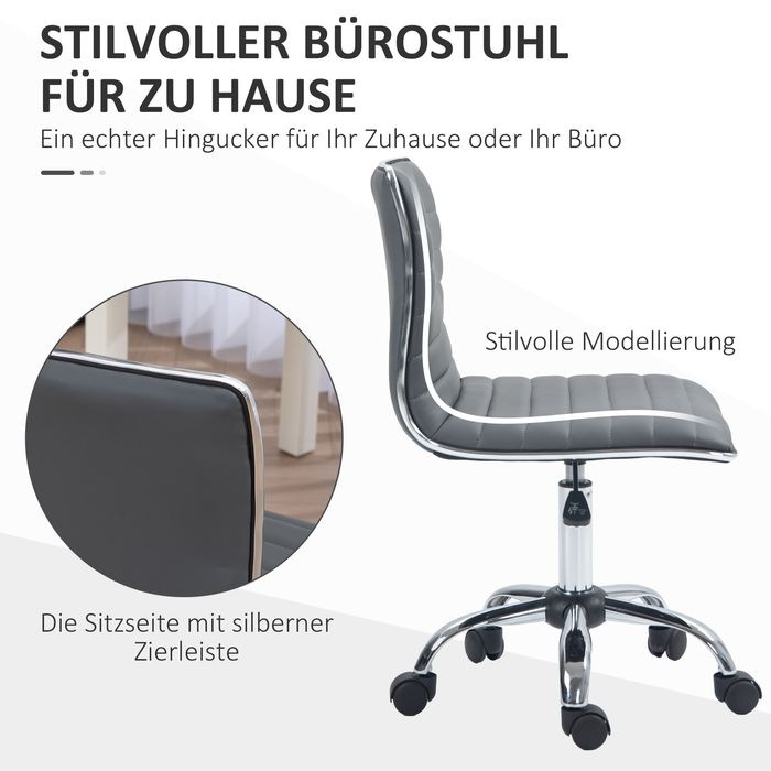 Produktbild Swisshandel24 Bürostuhl ohne Armlehnen, höhenverstellbar Drehstuhl mit Rollen, Dunkelgrau