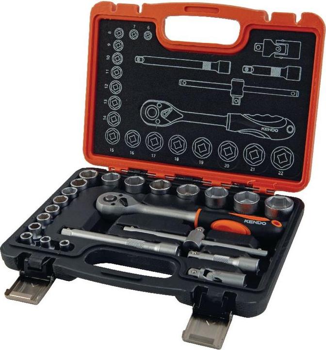 Produktbild Kendo Steckschlüsselsatz 3/8" 22-teilig (10 mm, 11 mm, 12 mm, 13 mm, 14 mm, 15 mm, 16 mm, 17 mm, 18 mm, 19 mm, 20 mm, 21 mm, 22 mm, 6 mm, 7 mm, 8 mm, 9 mm)