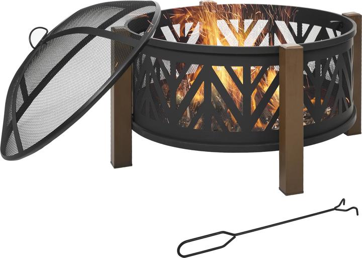 Outsunny Feuerschale mit Funkenschutz und Grillrost (78 cm)