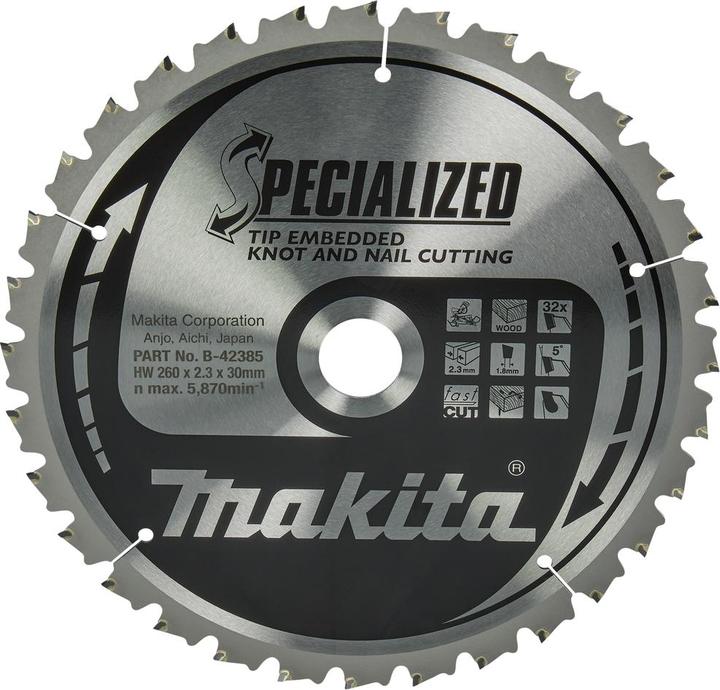 Productafbeelding Makita SPECIALIZED Zaagblad 260x30x32Z