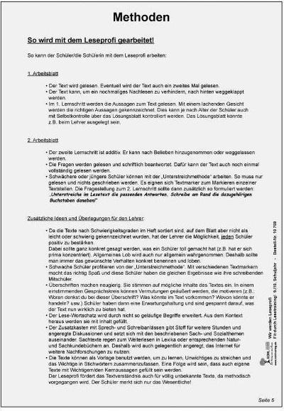 Nährwerte und Zutaten Wir werden Leseprofi - Fit durch Lesetraining! 9./10. Schuljahr (Deutsch, 2007)
