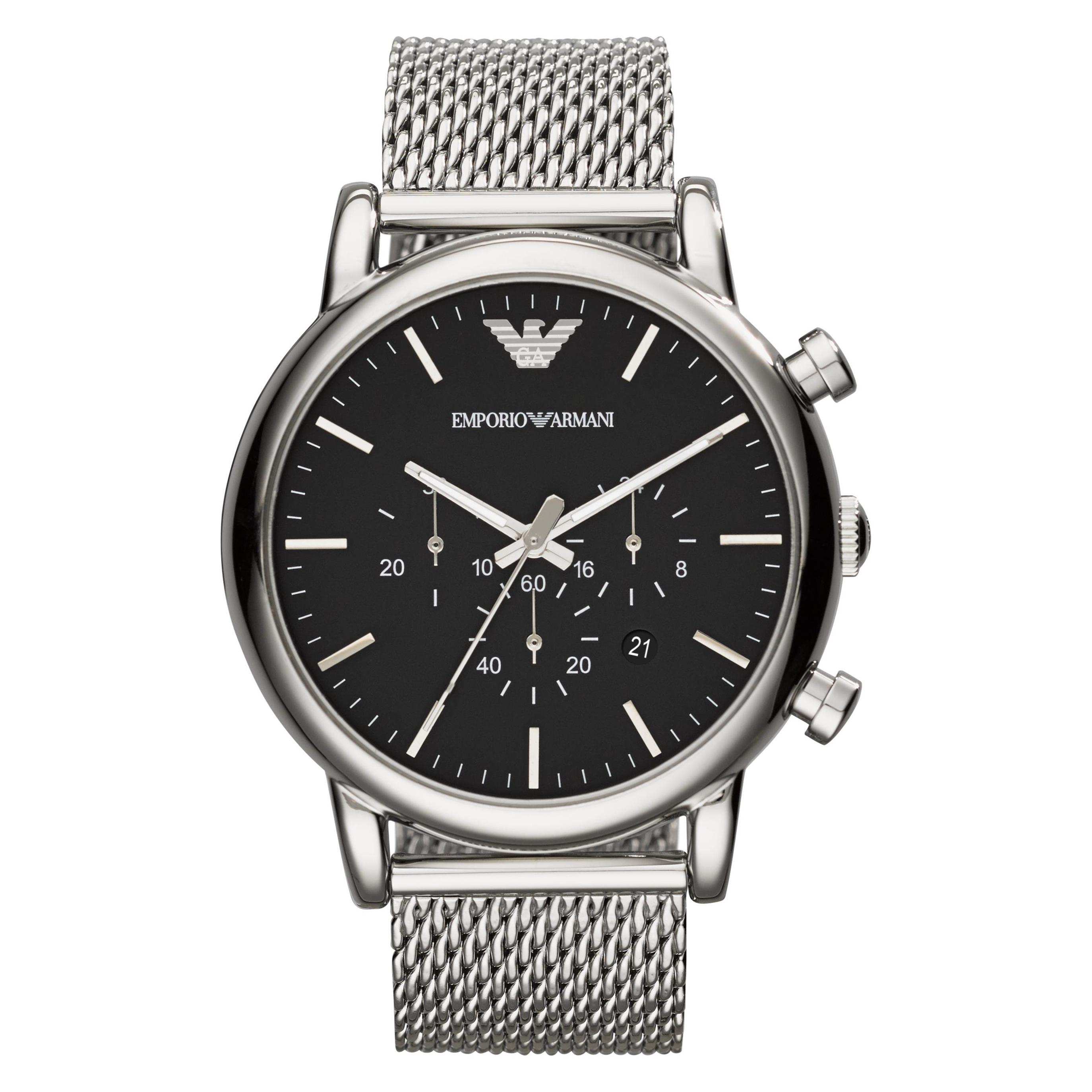 Emporio Armani, Armbanduhr, Luigi, Silber, (Chronograph, 46 mm)
