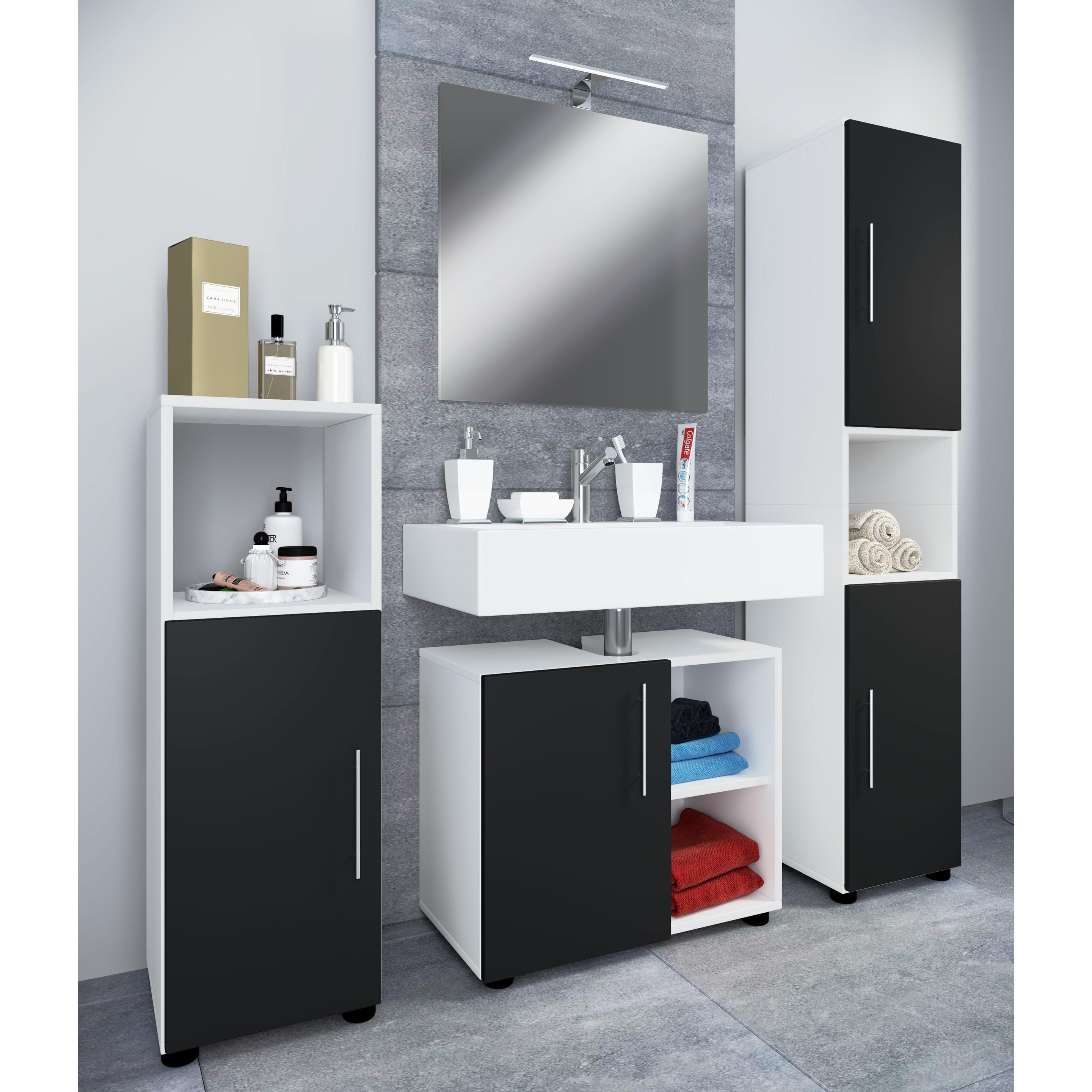 VCM, Badmöbelset, 4-tlg. Badmöbel Set Komplettset Holz Flandu ll