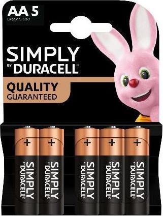 Produktbild Duracell Batterie Stilo AA Simply LR6 MN1500 1Cnf/5pz (5 Stk., AA)