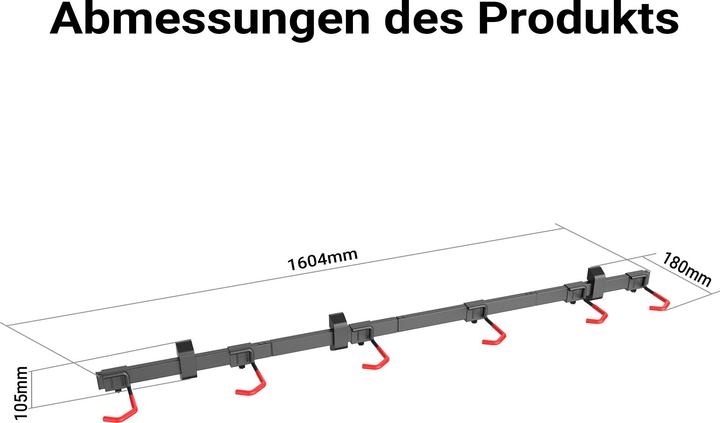 Wiltec Bicycle wall mount 6 bicycles 160.4x18x10.5cm 150kg Bicycle mount