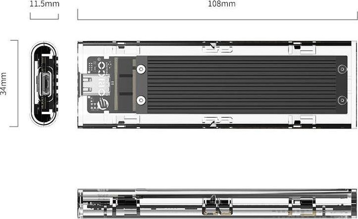 Produktbild Orico Enclosure SDD M.2, NVME, USB-C 3.1 Gen.2, 10Gbps (black) (M.2)