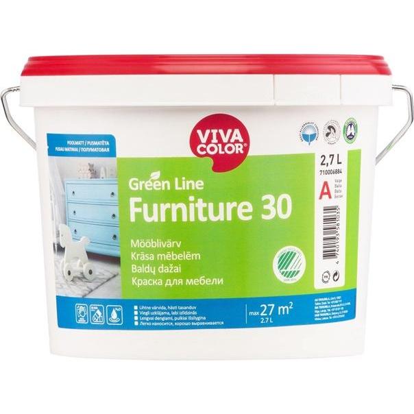 Viva Color, Colore + Vernice per fai da te, VERNICE VERDE LINEA MOBILI 30 A 2.7L (2700 ml)