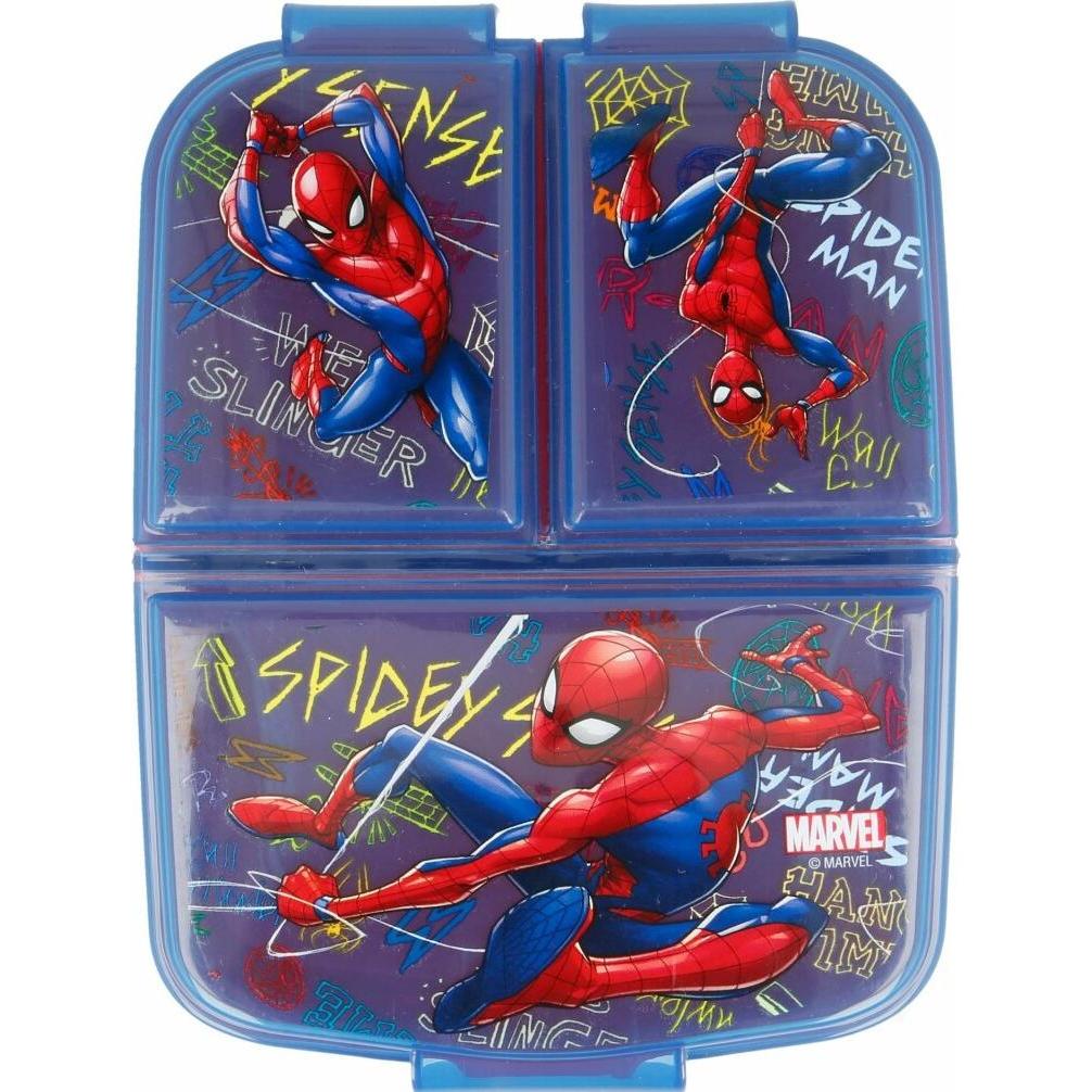 Thumbnail - Stor Spiderman "GRAFFITI" - Brotdose mit Fächern, Lunchbox, Mehrfarbig