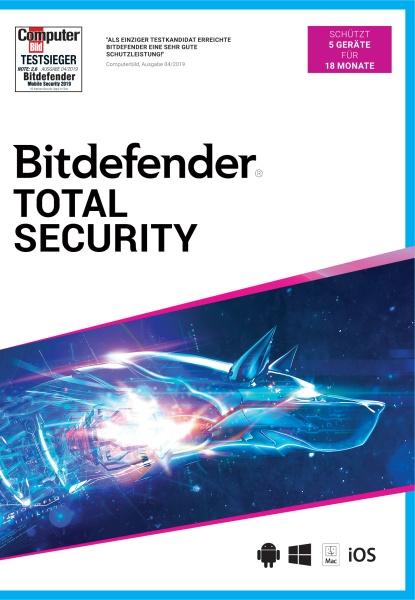Produktbild Bhv Bitdefender Total Security 2021 5 Gerät / 18 Monate (Code in a Box) (18 Monate)