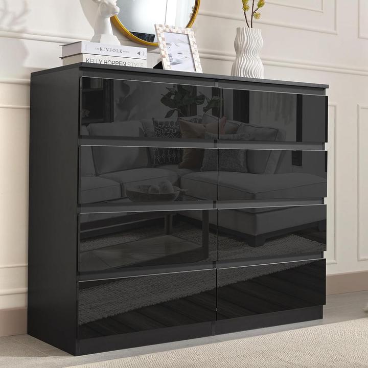 Produktbild HTI-Living Sideboard Kenji 8 Schubladen Hochglanz Schwarz