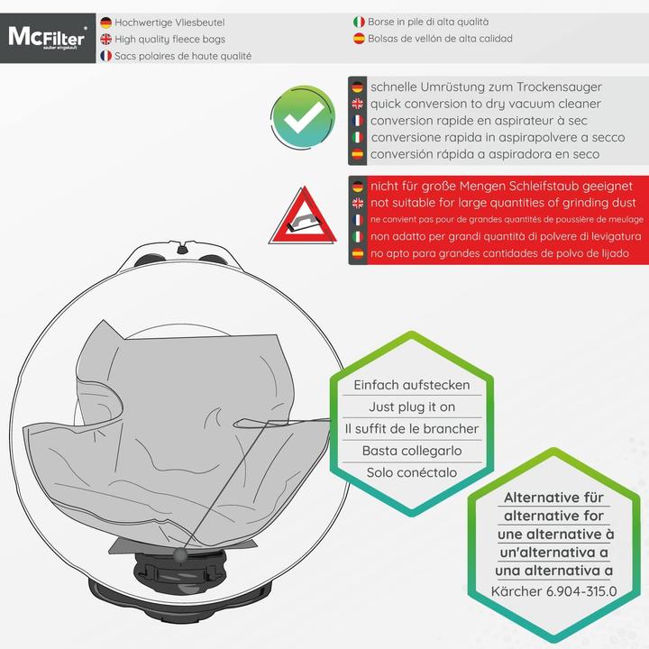 Produktbild Mc Filter 10 Staubbeutel für Kärcher Staubsauger (10 x)