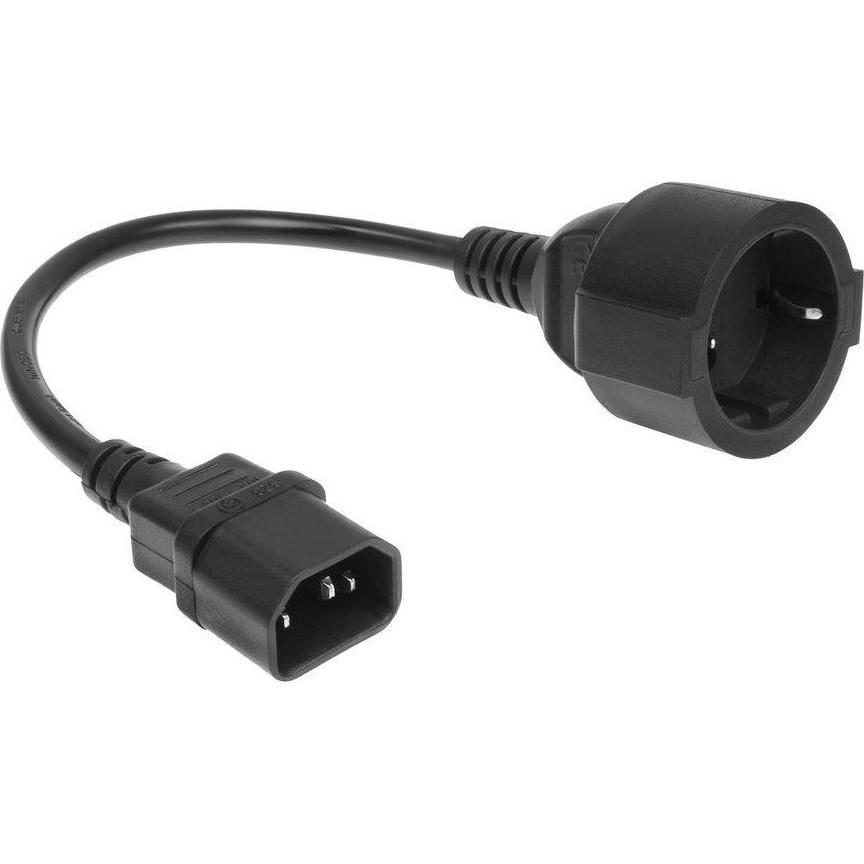 Thumbnail - ACT Powercord C14 - CEE 7/3 black 0.2 m (0.20 m), Stromkabel
