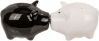Image du produit G. Wurm Salière/poivrière Cochons avec nez magnétique, lot de 2, en céramique noire, blanche (L/H/P) 7x5x5cm (Sel)