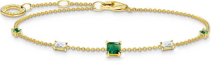 Immagine prodotto Thomas Sabo Bracciale con pietre verdi e bianche, oro (19 cm, Argento 925, argento sterling decorato)