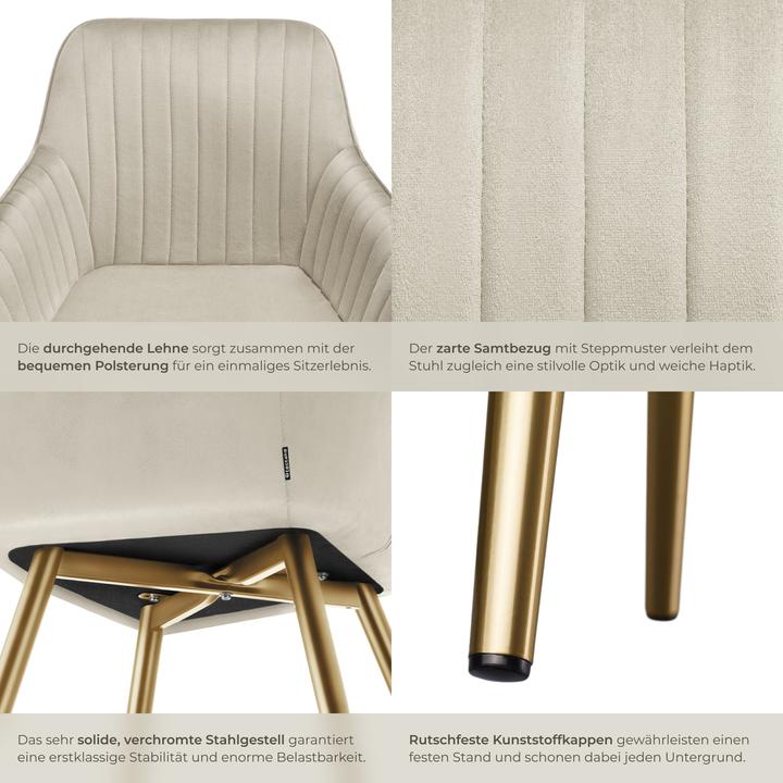 Actual product image tectake chair Marilyn, velvet look, quilted