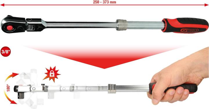 Actual product image KS Tools 3/8" SlimPOWER telescopic joint reversible ratchet (3/8")