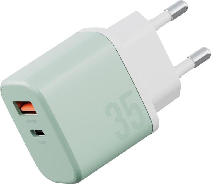 Actual product image Wall charger Bazic GoPort Velox Kit USB-C/USB-A GaN 35W with cable green (35 W, 2 ports)