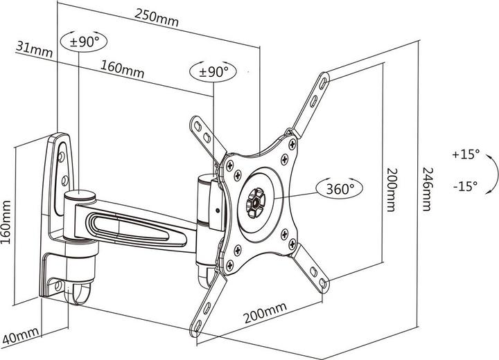 Actual product image Multibrackets M Vesa flexible arm 360 II (Wall, 32", 15 kg)