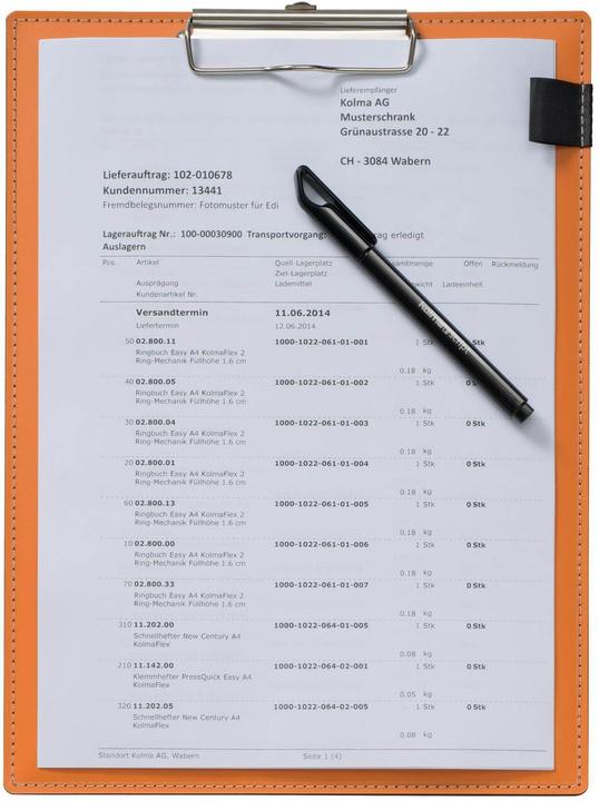 Actual product image Kolma Clipboard A4 Comfort with hanger orange (21 x 29.5 cm)