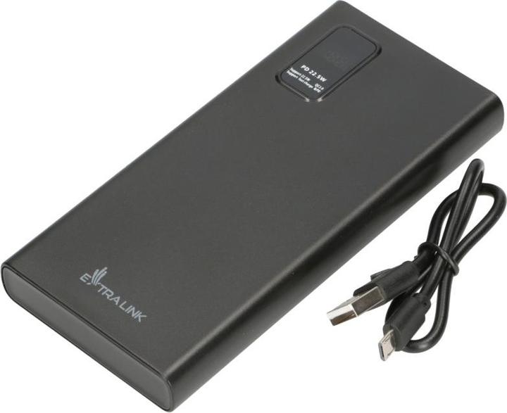 Actual product image Extralink EX.19485 power bank Lithium Polymer (LiPo) Black (10000 mAh, 22.50 W, 37 Wh)