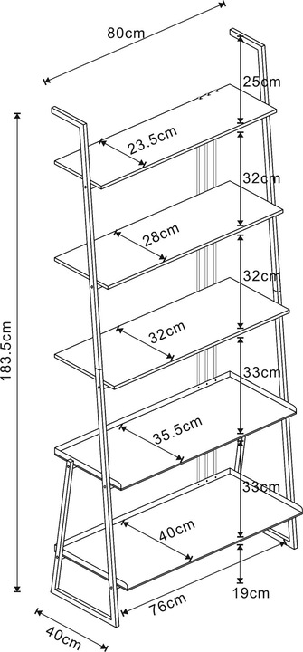 Nutritional values and ingredients En.Casa Storfjord 3-piece furniture set 1x desk, 2x ladder shelf
