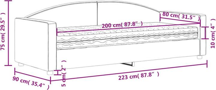 Image du produit vidaXL Tagesbett mit Matratze (80 x 200 cm)