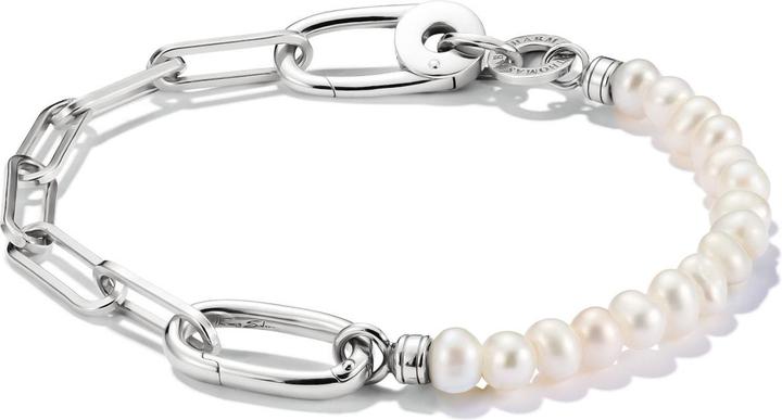 Image du produit Thomas Sabo Charm Armband Paperclip und Perlen mit einem Connect Link Silber (19 cm, Argent 925)