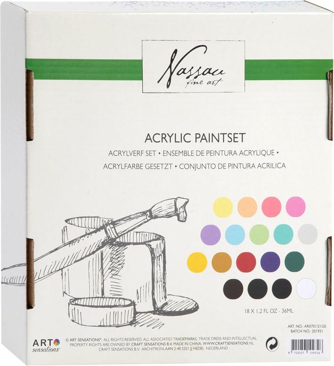 Produktbild Grafix Acrylfarbe Primär- und Pastellfarben, 18 x 36 ml (Mehrfarbig, 648 ml)
