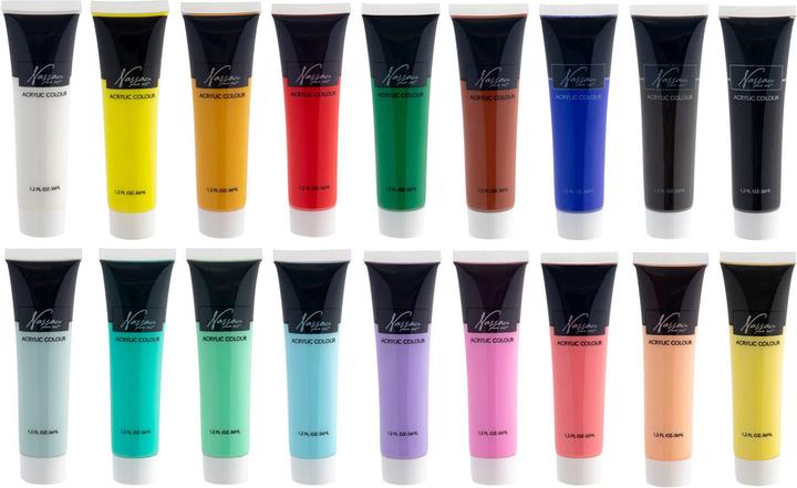 Produktbild Grafix Acrylfarbe Primär- und Pastellfarben, 18 x 36 ml (Mehrfarbig, 648 ml)