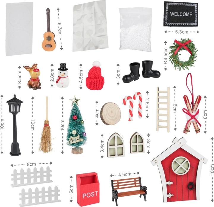 Actual product image Hermex 24-tlg. Wichteltür-Set Miniaturwelt Weihnachtsdeko Elfentür-Zubehör