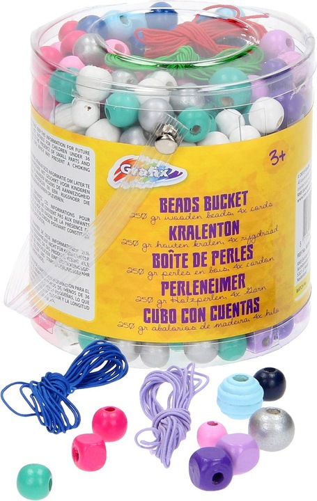 Actual product image Grafix Bucket with wooden beads, 250gr.