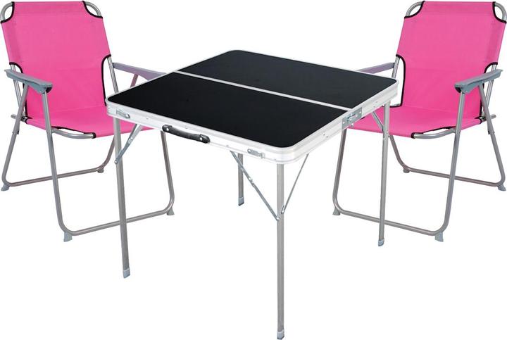 Mojawo 3-teiliges Campingmöbel Set Alu L80xB80xH70cm Pink