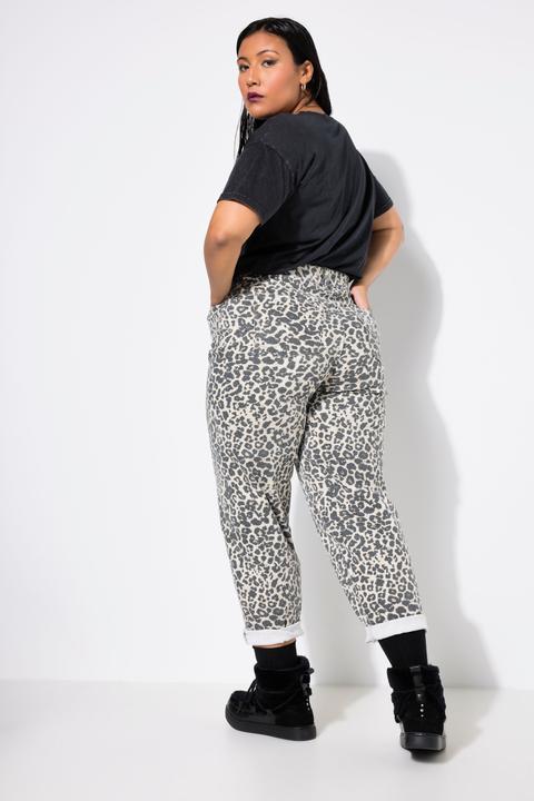 Immagine prodotto Studio Untold Jeans a vita alta con taglio a palloncino, cinque tasche e stampa leopardata (58)
