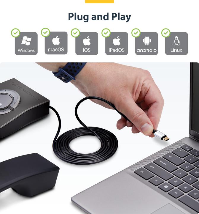 Produktbild StarTech USB-C to RJ9 Adapter (USB 2.0, USB-C)