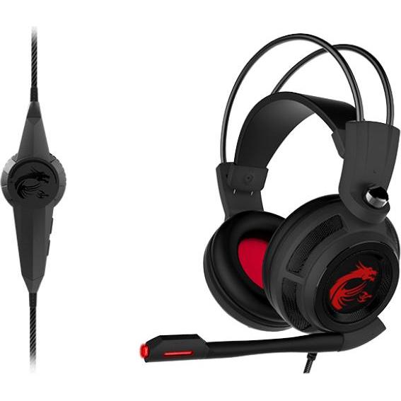 MSI Słuchawki DS502 Czarne (S37-2100910-SV1) (Kabelgebunden), Gaming Headset, Rot, Schwarz
