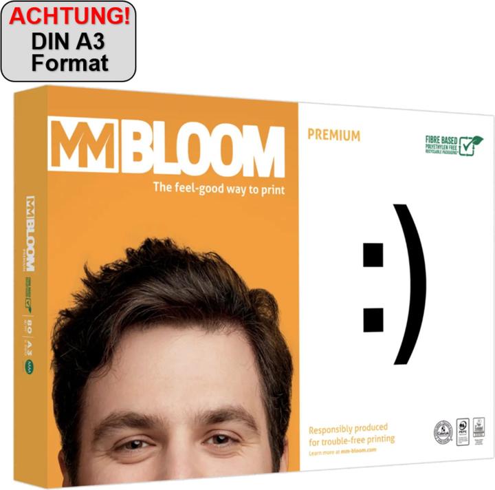 Actual product image MM Bloom Copy paper Premium A3 80g 500BL white (A3, 500 Sheets, 80 g/m²)
