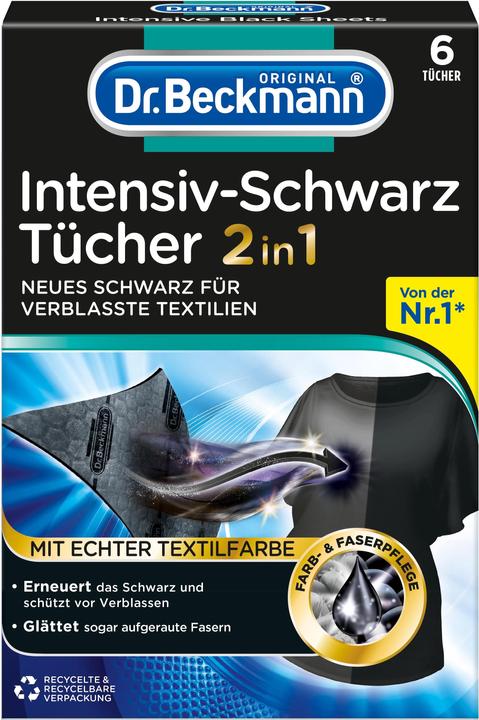 Actual product image Dr. Beckmann Dr.Beckmann intensive black wipes 2in1, 6 wipes (6 Washing cycles, Laundry soap)