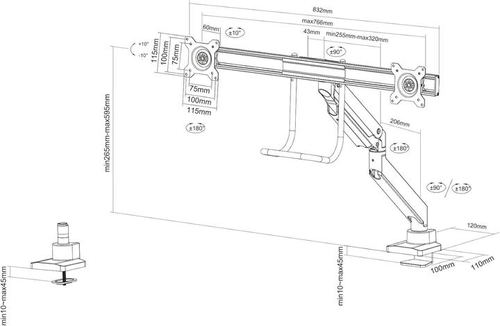 Produktbild Neomounts NM-D775DXBLACK (Tisch, 32", 8 kg)
