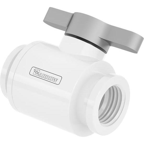 Barrow Ball Valve (10mm) G1/4 Zoll Kugelhahn, weiss - silber, Wasserkühlung Anschluss, Silber, Weiss