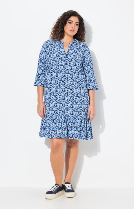 Produktbild Ulla Popken Jerseykleid, A-Linie, Tunika-Ausschnitt, 3/4-Arm (50, 52)