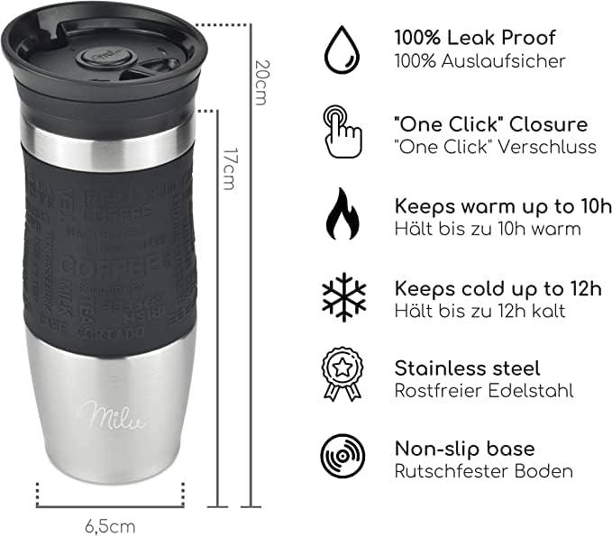 Image du produit Milu Gobelet isotherme 370ml couleur noir (0.37 l)