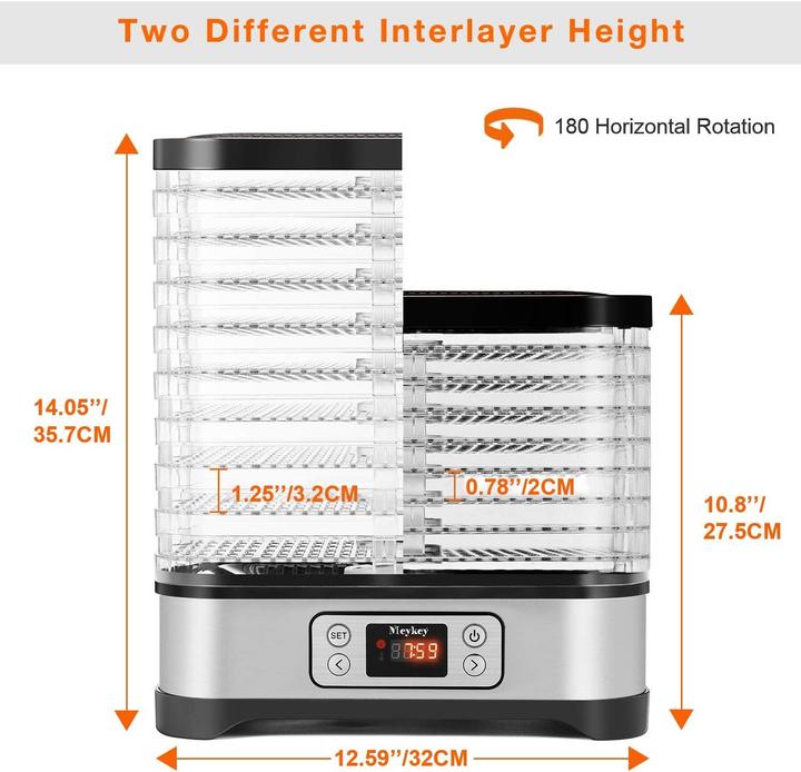 Productafbeelding Nictemaw Droogautomaat mit 8 Fächern, Temperaturregelung 35-70°C, für Fleisch, Obst, Gemüse und Nüsse