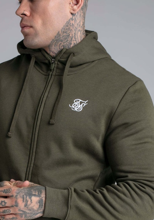 Image du produit Siksilk Sweat à capuche Kaki Essential Zip Through Funnel Hoodie (XL)
