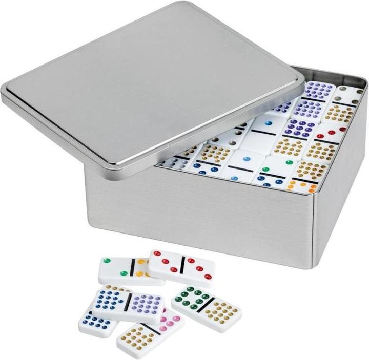 Produktbild Philos Domino Doppel Metallbox (Deutsch, Englisch, Französisch, Italienisch, 2 - 4 Spieler)
