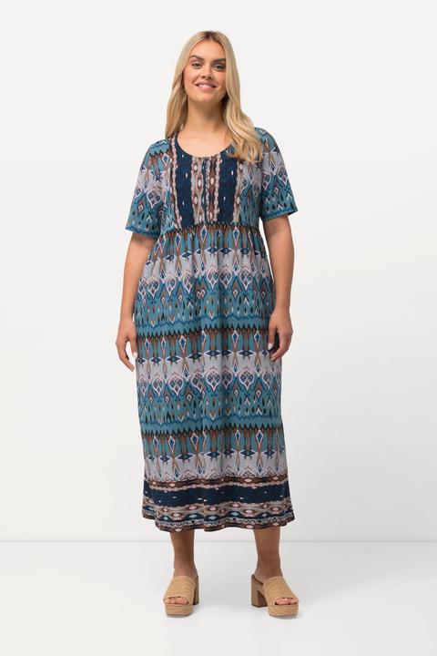 Actual product image Ulla Popken Ikat-Inspired Short Sleeve Dress (50, 52)