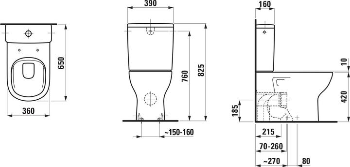 Produktbild Laufen Stand-WC Kombination LUA tief 360x650mm Ab wa od se bahamabeige